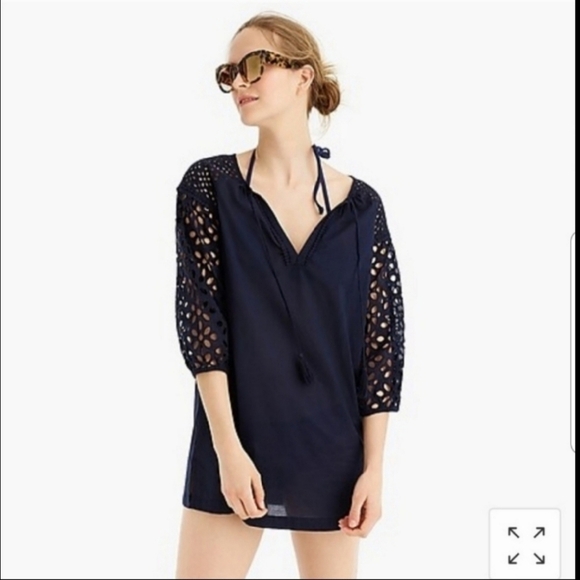 J Crew short eyelet blue tunic - Picture 2 of 10